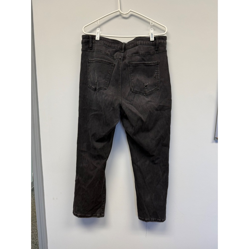 Lovervet by Vervet Womens 16W Black Asymmetrical Crossover Distressed Jeans - Picture 4 of 5
